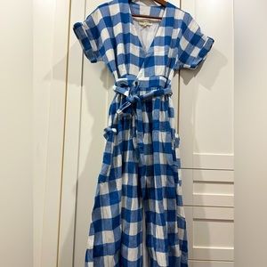 VGUC Mara Hoffman blue gingham wrap dress in XS.